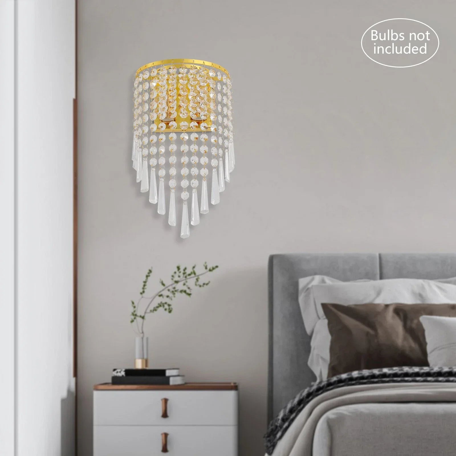 Elegant Crystal Wall Light Fixture with Stainless Steel Bracket - Gomix Brands Outlet